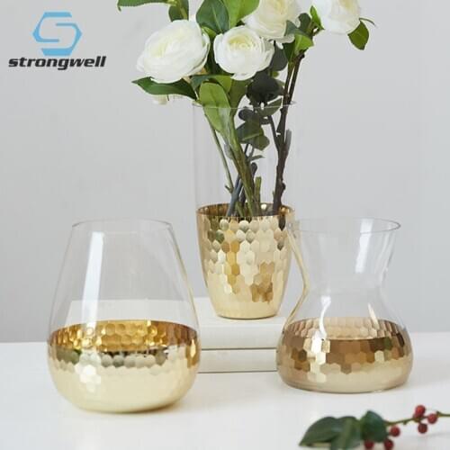 Strongwell Home Decoration Glass Vase Transparent Hydroponics Living Room Display Flower Arrangement Ornament Wedding Gifts