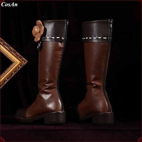 The High Quality Goods Game Genshin Impact Klee Shoes Cosplay Brown Combat Boots For Girls 36-39 Size Role Play Universal Used