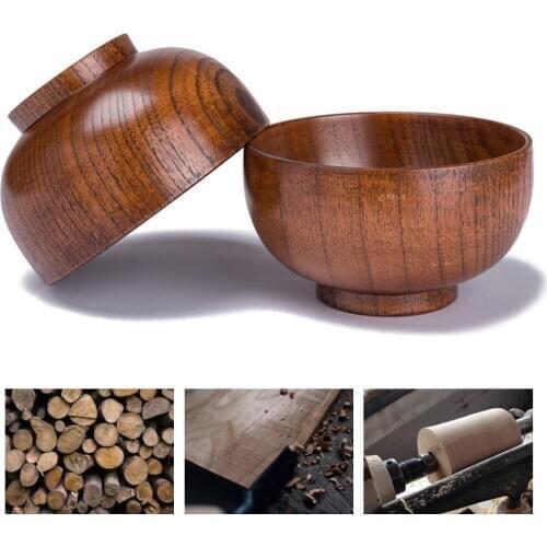Japanese Style Salad Rice Noodles Bowls Wood Tableware Wooden Bowl Soup Kitchen Utensil Dishes Food Container Dinnerware