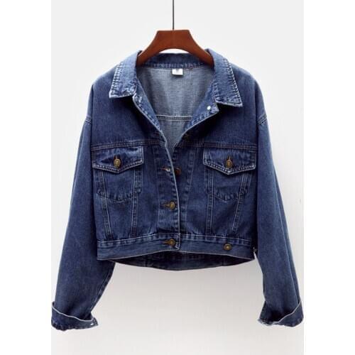Women Denim jacket 2020 New Spring Autumn Loose Bat sleeve Short Women Coat Single-breasted Vintage Casual Student Jeans Jackets