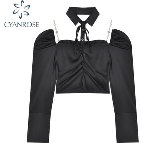 2021 Spring Women Renaissance Medieval Chemise Shirt Victorian Girls Black Gothic Retro Long Sleeve Off Shoulder Sexy Blouse Top