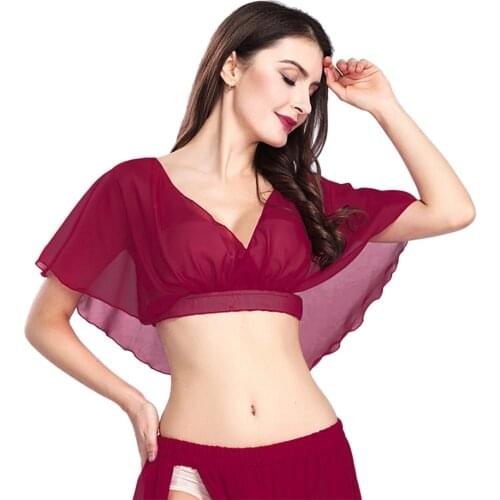 Ruffled design Womens chiffon crop top belly dance costume practice clothes sexy belly dancing top training clothes dance top
