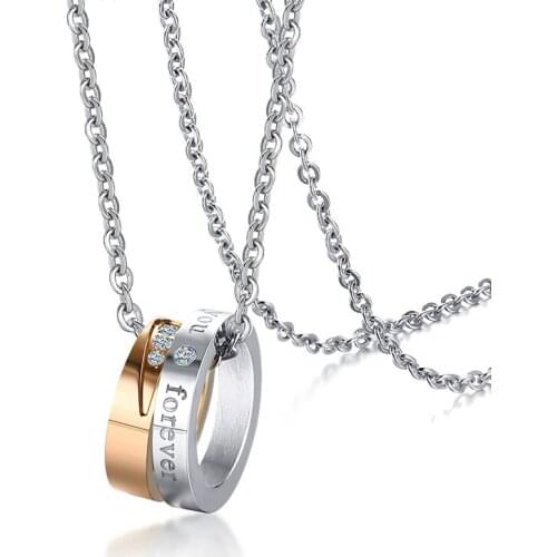 2021 Fashion And Korean Version Stainless Steel + Zircon Love You Forever Temperament Pendant Necklace Suitable For Women