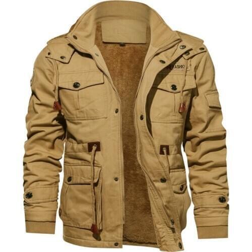 Winter wool coats male warm hooded coat thick thermal outerwear male military cotton