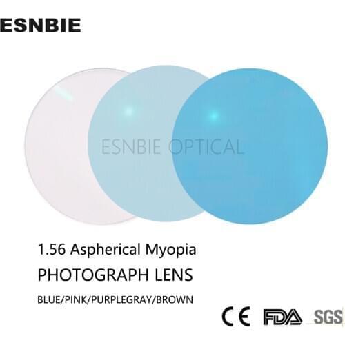 1.56 Customized Prescription Lens Sunglasses Photochromic Gray Brown Blue Pink Purple Optical Myopia Aspheric Lens Women Men