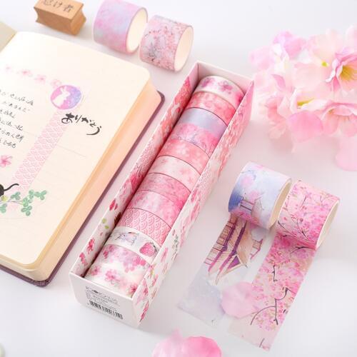 1pc Japanese Style Washi Paper Tape Creative Freshness Sakura Album DIY Techo Decoration Stickers Masking Tapes