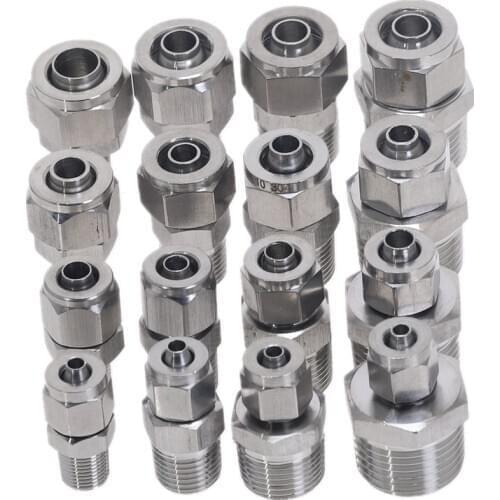 1pc Quick connectors Tube Pipe Fittings Threaded Male Connector Stainless Steel SS 304 1/8'' 1/4'' 3/8'' 1/4'' BSP Thread