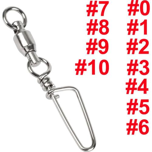 10pcs Heavy Duty Bearing Swivel Fishing Connector Ball Barrel Fishing Swivel Snap Stainless Steel Rolling Swivel Accessories