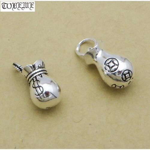 100% 925 Silver Wealth Symbol Charm Small Thai Silver Lucky Coin Symbol Pendant Good Luck Charm Amulet DIY Bracelet Necklace