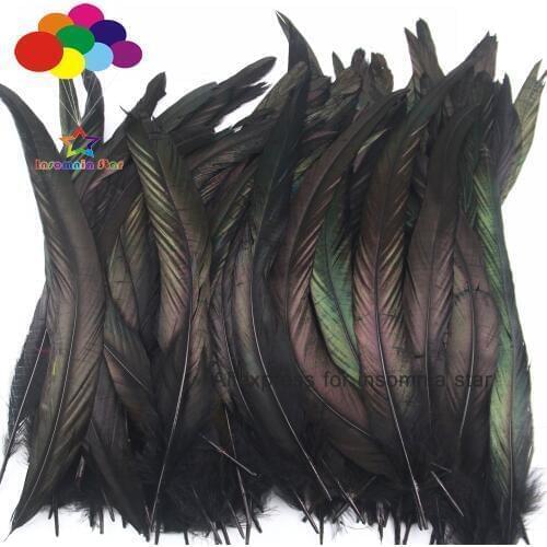 100 pcs 20-45cm(8-18ich) Hand Sorting Wholease Beautiful Decolorizing Black Rooster Coque Tail Feathers For Wedding