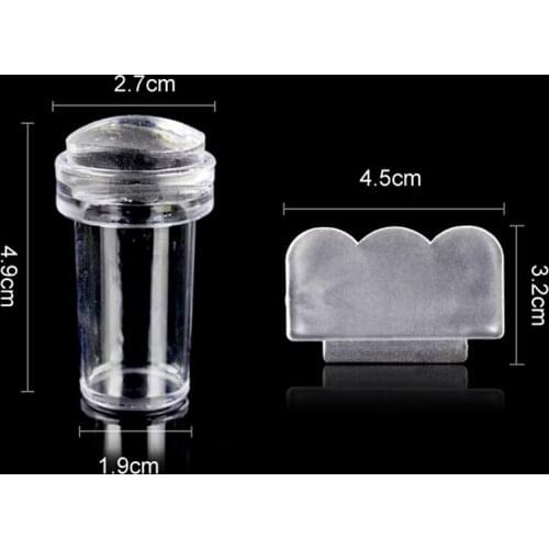 2pcs/Set Manicure Printer Stamping Transfer+Scraper Kit Transparent Square Jelly Silicone Clear Nail Art Seal Printing Stamper