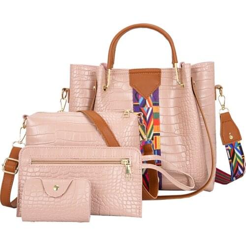 4 in 1 Pu Leather Women Shoulder Bags Designer Ladies Stone Pattern Messenger Bag 2021 New High Quality Fashion Female Tote Bag