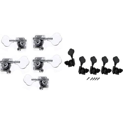 5Pcs Guitar Accessory Vintage Open B Guitar Tuning Keys Pegs Machine Heads Tuners Black 1L4R for 5 Strings B