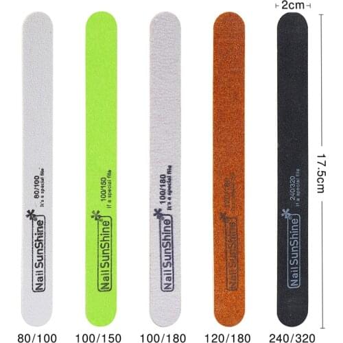 5pcs Strong Thick Nail Files Multicolor Grit Wooden Sandpaper Nails File for Manicure Buffing Straight Lime A Ongle Nail Tools