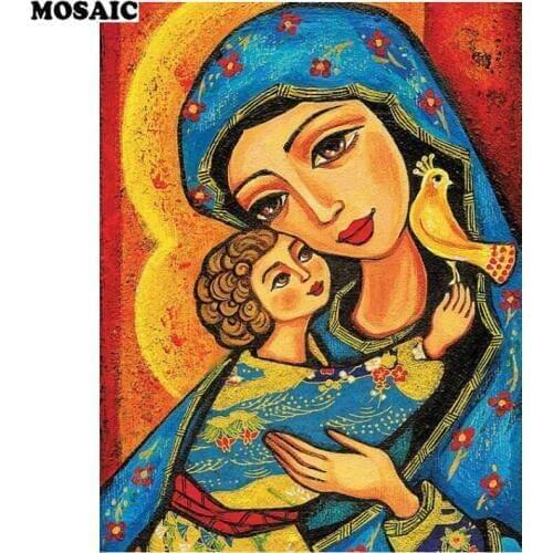 Diy diamond painting cross stitch Madonna child,Virgin Mary Jesus painting diamond embroidery mosaic gift home decoration