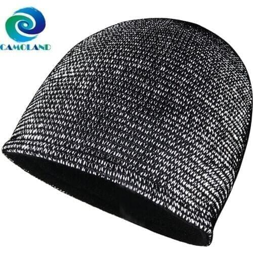 CAMOLAND Fashion Skullies Beanies Women Men Reflective Beanie Hat Autumn Winter Plus Velvet Knitted Hat Male Warm Hedging Caps