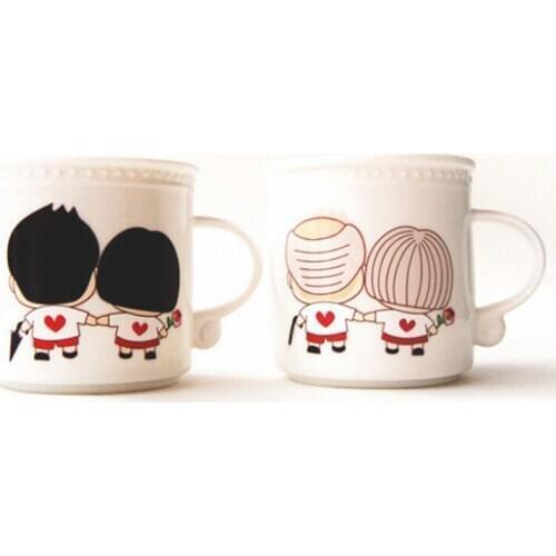 Live to old age in conjugal bliss Colour Change Marc Cup Couple Bone Porcelain Cup Baked Coffee Cup Wedding Christmas Gift