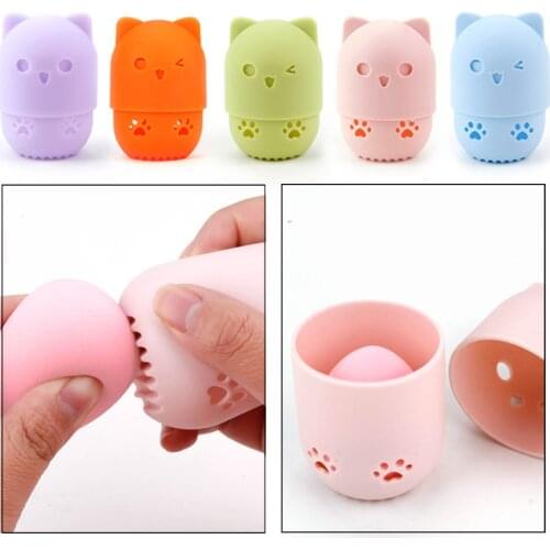 Makeup Sponge Beauty Powder Puff Holder Cosmetics Drying Case Portable Soft Make Up Puff Holder Silicone Sponge Stand Rack