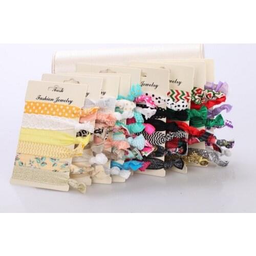 DHL 500set 5Pcs/Set Girl Print Elastic Hair Bands Cute Scrunchie Rubber Bands Knot Hair Rope Ponytail Holder Headwear