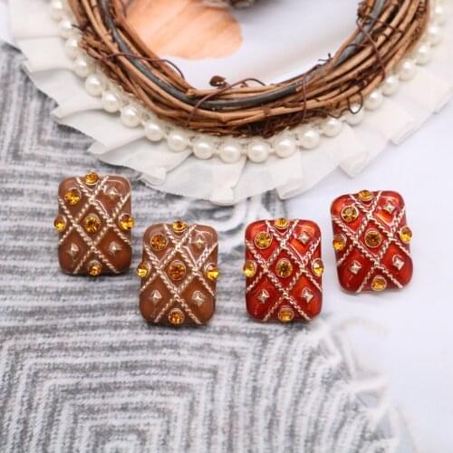 Geometric Square Earrings For Female Enamel Popular Vintage Jewelry Textured Stud Brincos Party Gifts
