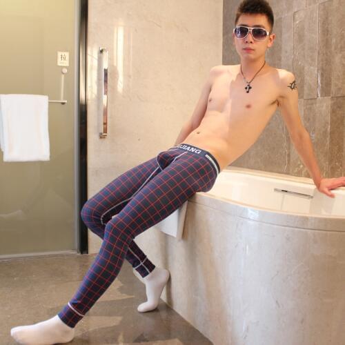 New mens long johns 100% cotton separate thin tight legging autumn and winter boys print warm underwear 5 colors