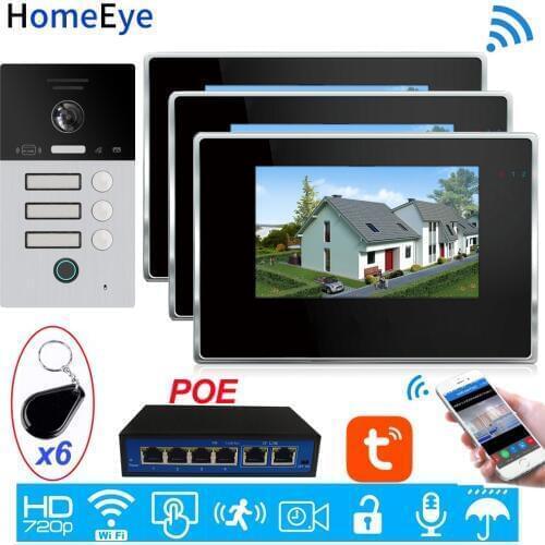 Code Keypad+RFID Card+Fingerprint Home Access Control TuyaSmart App Remote Unlock WiFi Video Intercom System IP Video Door Phone