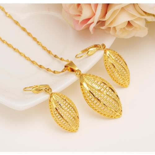 Ethiopian Set Jewelry Necklace pendant Earrings Eritrea ethnic jewelry Habesha Set For Girl Gold African Bridal Sets best gift