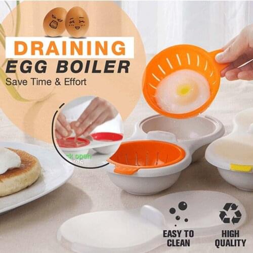 Kitchen Microwave Draining Egg Boiler Oven Round Shape Egg Steamer Cooking Mold Egg Poacher Kitchen Cooking Gadgets Tools
