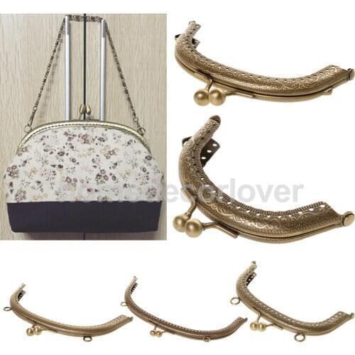 Metal Purse Frame Kiss Clasp Lock Handbag Fasteners Bronze