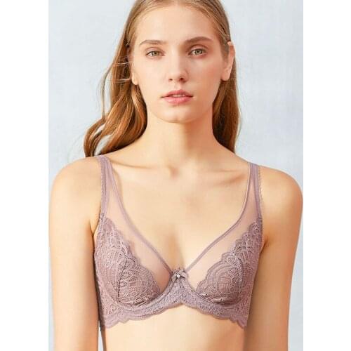 Maidy Summer Sexy Ultra-ThinThick Bra Transparent Womens Underwear Plus Size Bras Full Cup Female Top