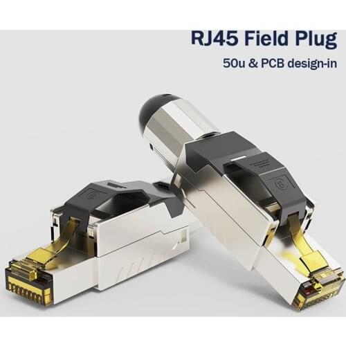 Reusable Cat7 Networking Connector Fully Shielded 8P8C Field Termination Plug Rj45 Modular Plugs For 22-24AWG Ethernet Lan Cable