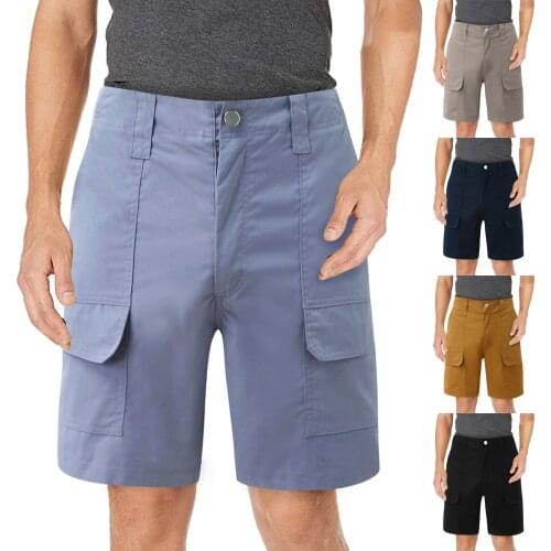 2021 Mens Casual Daily Solid Shorts Zipper Fly Shorts Solid Pocket Button Trousers High Quality Loose Daily Shorts Dropshipping