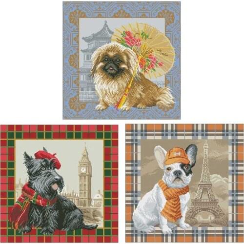 International Puppy Series patterns counted 11CT 14CT 18CT Cross Stitch Sets DIY Chinese Cross-stitch Kits Embroidery Needlework