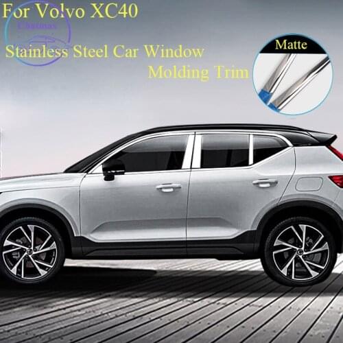 Stainless Steel Bar Car Window Molding Trim for Volvo XC40 2017 2018 2019 2020 Car Door Window Mid Pillar Bright Strip Decorated