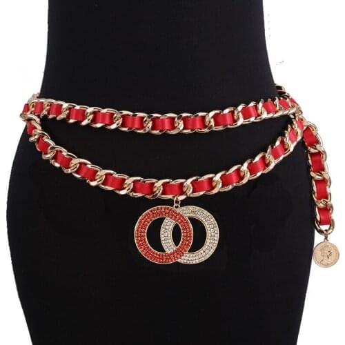 New Bohemian Women Custom rand Letter Chain Fashion Black Belt Elegant Ladies Waist Chain Dress Decoration BeltsSlim Belt