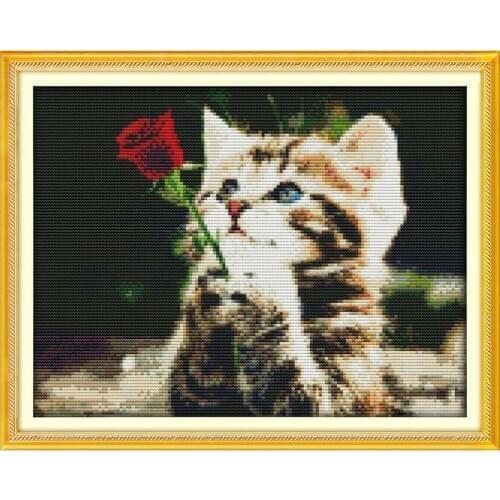 Waiting for love cats european style home decor Chinese printing cross-stitch embroidery knit suit printed on canvas diy DMC14CT