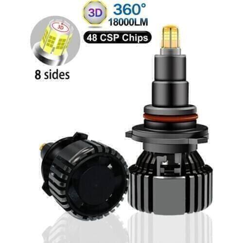 Pair 360° lighting Car Far/Near Light Beam 120W H4 H7 H8 H11 H10 H3 H1 9012 9005/06 W/ USA CSP Chip Auto Headlight Canbus Bulbs