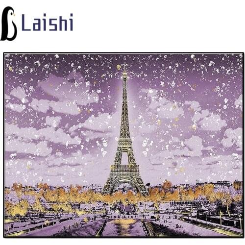 Full circle diamond painting Cartoon, paris tower, urban architectural landscape handmade diamond embroidery mosaic home decor