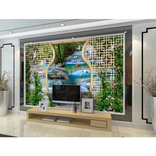 Custom photo wallpapers for walls 3 d murals wallpapers Idyllic landscape water waterfall fish TV sofa background wall papers