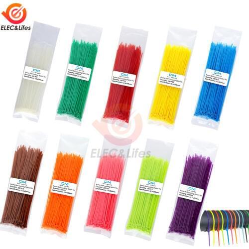 200mm Self-locking Nylon Cable Ties 8inch 100pcs 12 color Plastic Zip Ties 18 lbs black wire binding wrap straps UL Certified