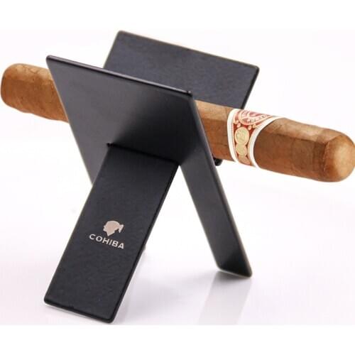 Stainless Steel Foldable Cigar Holder Cohiba Black Ashtray Display Stand Rack Smoking Accessories Household Merchandises