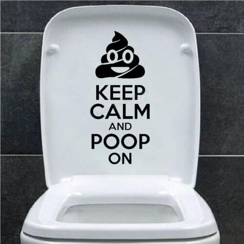 Funny Toilet Seat Lip Stickers Removable Toilet Seat Vinyl Decal Keep Calm and Poop On Mural Home Bathroom Decor Posters LL1054