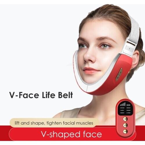 Remote Control Face Chin V-Line Belt Blue LED EMS Facial Lift Up Machine Facial Skin Slimming Lifting Device