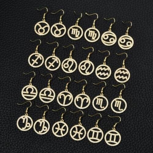 High quality fashion temperament astronomical twelve constellation micro-set zircon earrings female/girl wedding party earrings