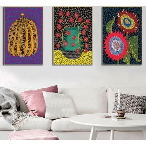 Yayoi Kusama Purple Pumpkin Canvas Oil Painting Posters and Prints Quadros Wall Art Picture for Living Room Home Decor Cuadros