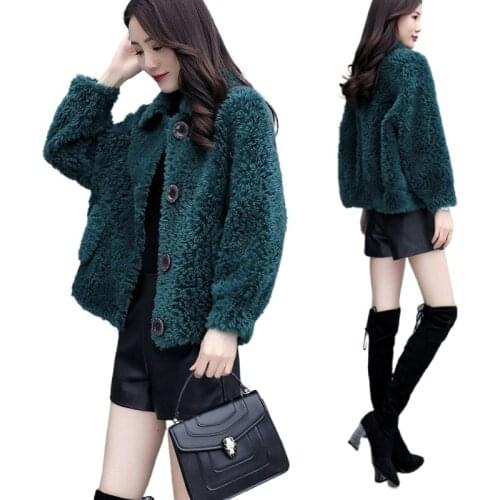 Leather sweater one coat womens 2021 womens short Korean style loose fashion coat