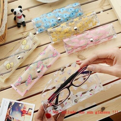 1 Pcs Kawaii Cartoon Animals PVC Glasses Box Eyewear Boxes Cute Girls Transparent Glasses Box protable