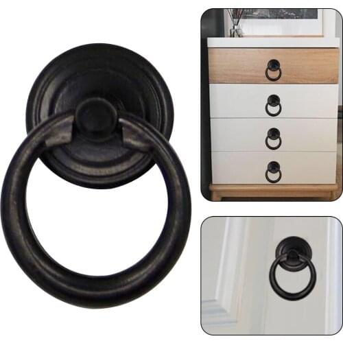 2Pcs Furniture Handle Black Kitchen Cabinets Pull Handle Knobs Drawer Door Ring