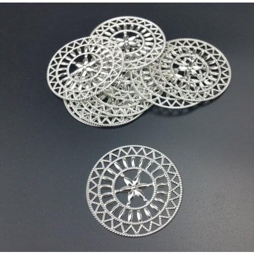 20pcs 48mm rhodium tone round Filigree crafts Embellishments Findings Jewelry Accessories cospaly ornaments cospaly