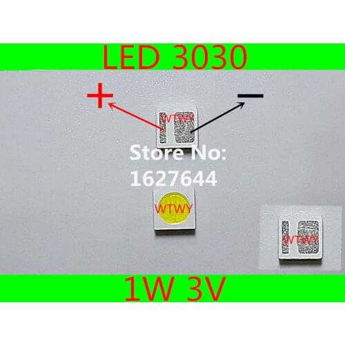 200pcs EVERLIGHT LED 3030 LED Backlight TV High Power 1W 3V LED Backlight Cool white For LED LCD TV Backlight Application